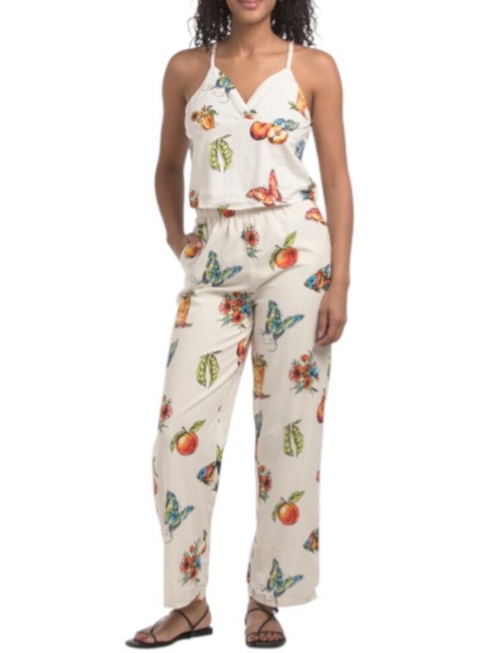 🔥US TOGETHER 2pc Coastal Print Top And Pants Set
